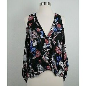 NWOT LUSH Cold-shoulder Wrap Floral Blouse